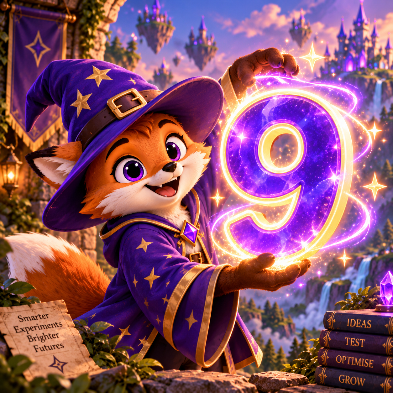 Web Mage fox wizard conjuring a website build