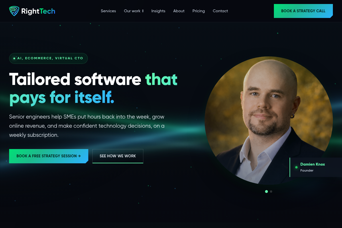 RightTech homepage built with Web Mage